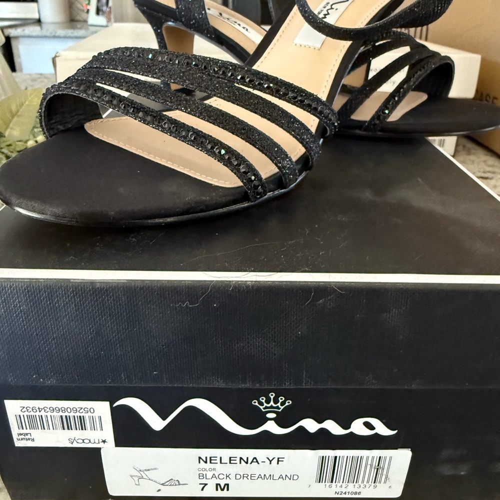 Nina Black Strappy Sandals